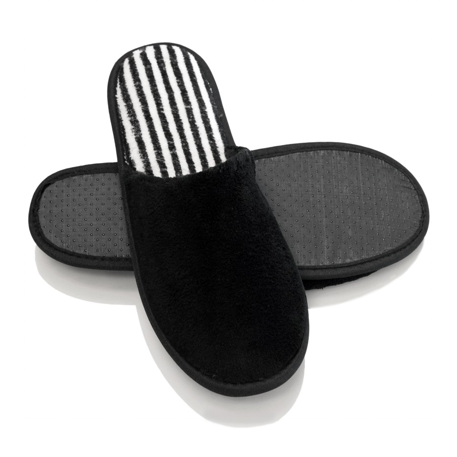 Luxury hotel slippers in black color with H2O brand