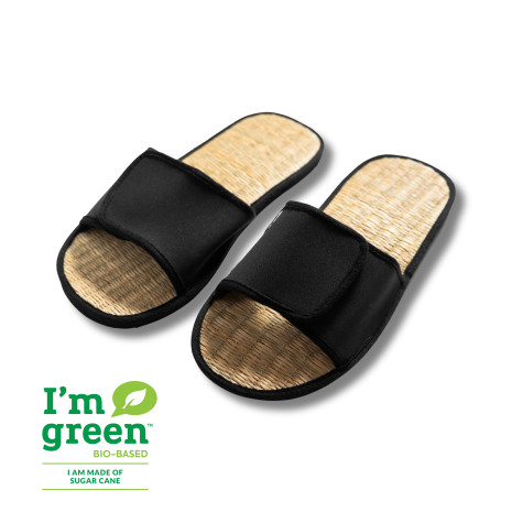 STRAW SANDAL WITH BLACK VELCRO I'm Green® MEN SIZE